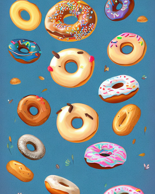 ai-generated artwork of colorful, playful donuts