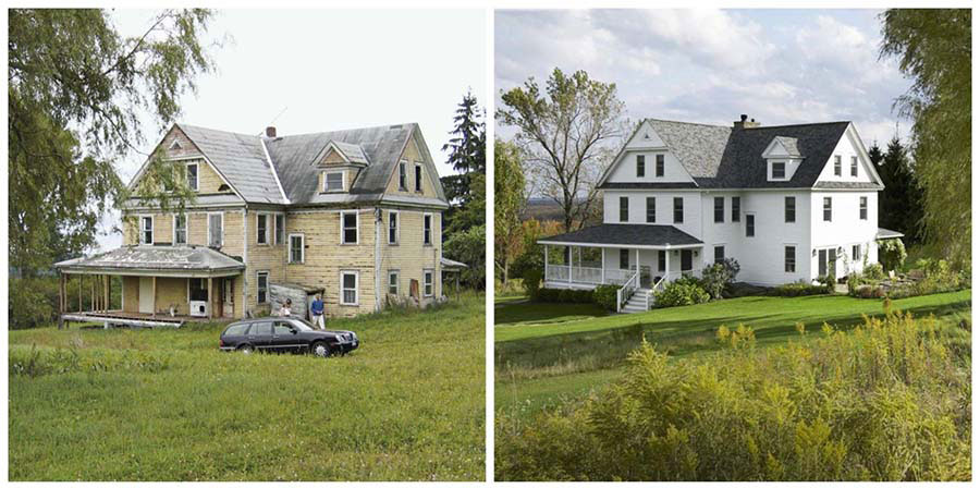 Image showing before and after exterior home restoration
