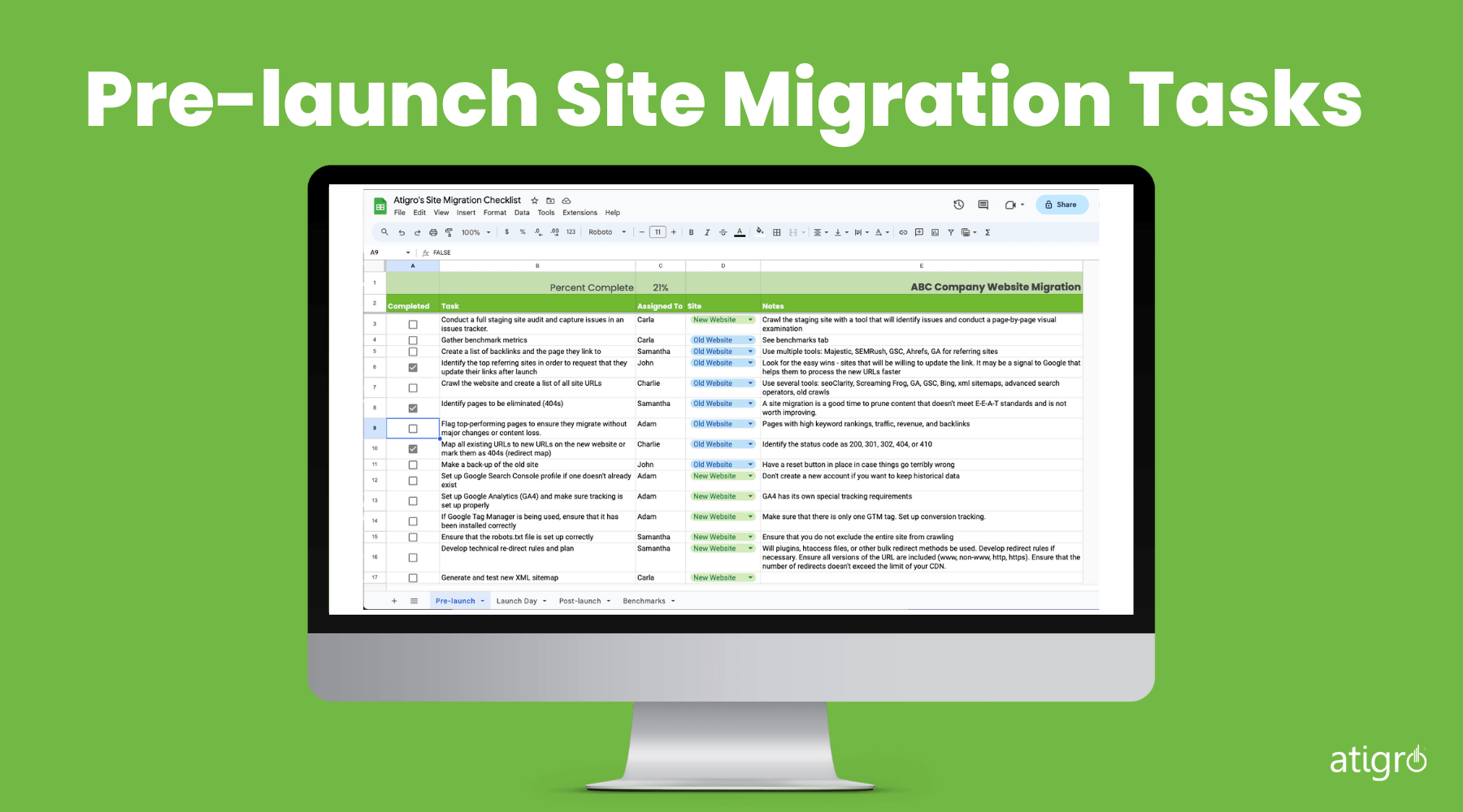 Pre launch site migration tasks