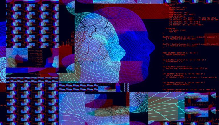 Futuristic image of a man's face on a fractal background