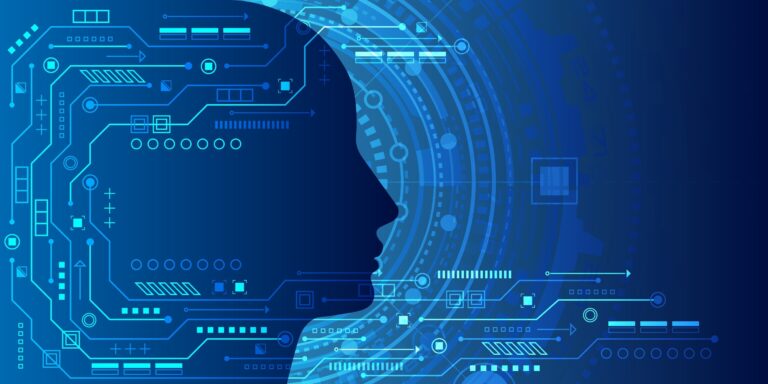 Abstraction of intelligent workflow automation with a human head silhouette